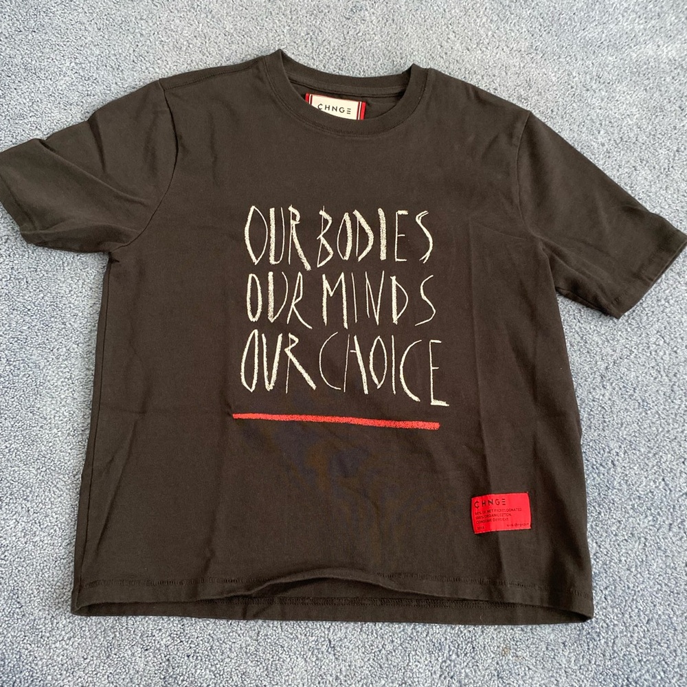 Chnge Our Bodies Our Minds Our Choice Black T-shirt Extra Small 100% Organic